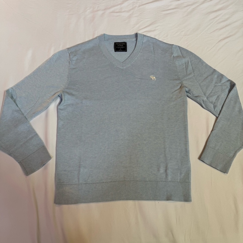 Abercrombie & Fitch Women's Pima Cotton V-Neck Sweater - Pastel Blue - Small